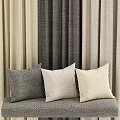 Curtains and Pillows With Different Colors Patterns And Textures For Home Decor 3d model
