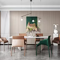 Modern Dining Table and Chair Combination 3d model