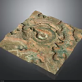 Square Decorative Relief Panel With Spiral Pattern And Colorful Textured Surface
