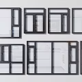 Various Modern Window Designs With Black Frames And Glass Panels 3d model