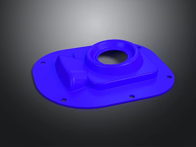 Blue Mechanical Equipment Base Plate With Central Hole And Mounting Holes 3d model