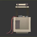 Beige Compact Kitchen Appliance With Flip Lid Red Cord And Control Knobs