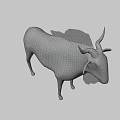 Realistic Wildebeest With Curved Horns Shaggy Mane And Textured Body