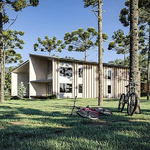 modern single-family villa homestay building villa wooden house 3d model