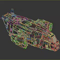 Cosmic Aerospace Sci-Fi Spaceship Model With Glowing Engine And Cockpit Design