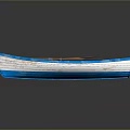 Blue and White Wooden Boat with Wooden Oars and Wooden Interior Seats