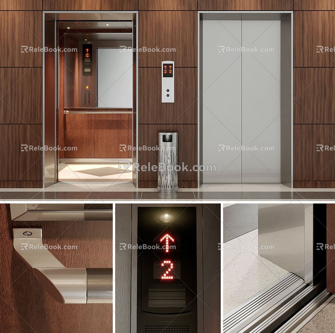 Modern elevator door elevator elevator elevator button floor display hotel elevator 3d model