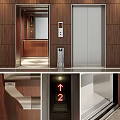 Modern Public Elevator With Wooden Paneling Floor Indicator And Control Panel 3d model
