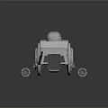 Sci Fi Mechanical Game Movie Character With Silver Body Yellow Glowing Panel And Side Arms