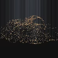 Modern Artistic Chandelier With Golden Lines Light Dots And Mountain Sphere Shapes