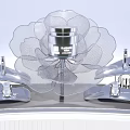 Elegant Floral Installation Design With Cloud Shaped Structure And Decorative Lights