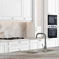 White Kitchen Cabinets With Marble Countertop Central Island And Interior Design