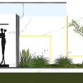 Modern Illuminated Garden Wall With Sculpture Greenery And Round Decorative Sphere