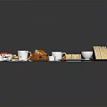 Assorted Delicious Breakfast Food With Toast Sandwiches Fried Eggs Fruit Platter Salad Coffee And Tea