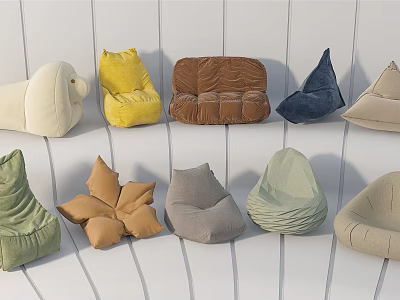Various Colors Different Shapes Modern Bean Bag Chair Collection For Living Room 3d model
