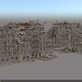 Damaged Building Components in Collapsed Multi Storey Ruins with Broken Window Frames and Exposed Floors 3d model