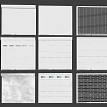 Different Garage Door Designs Featuring Roller Grille Panel and Window Styles 3d model