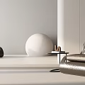 Modern Leather Single Sofa In Minimalist Living Space With Side Table And Decorative Ball