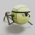 Pale Green Spherical Mechanical Robot With Metal Legs And Surface Line Details
