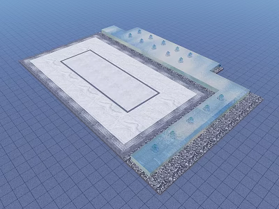 Water Fountain Landscape Design With Rectangular Pool Small Water Jets And Paved Surroundings 3d model