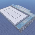 Water Fountain Landscape Design With Rectangular Pool Small Water Jets And Paved Surroundings