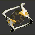 Modern Silver Ring Featuring Two Intertwined Bands And Yellow Decorative Top 3d model