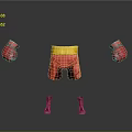 Red Boxing Gloves Shorts With Yellow Belt And Red Boxing Boots Sports Gear
