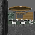 Elegant Private Dining Room Interior With Round Table Green Chairs Chandelier And TV Screen