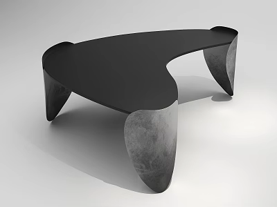 Modern Coffee Table With Black Tabletop And Unique Metallic Textured Legs 3d model