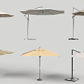 Various Stylish Sunshade Umbrellas With Different Stands And Neutral Tones