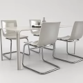 Modern Dining Table Set With Four Metal Frame Chairs And White Tabletop 3d model