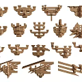 Traditional Wooden Architectural Brackets Featuring Various Intricate Designs And Classic Structures