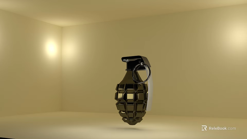 Hand Grenade Weapon Isolated in Light Colored Room With Soft Lighting 3d model 