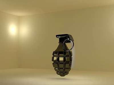Hand Grenade Weapon Isolated in Light Colored Room With Soft Lighting 3d model