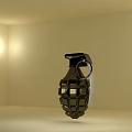 Hand Grenade Weapon Isolated in Light Colored Room With Soft Lighting