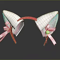Cat Ear Shaped Jewelry Headband With Pink Ribbon And Pearl Decoration
