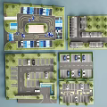Parking Lot Layout Design With Multiple Spaces Driveways And Aerial Planning View