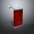 Red Leather Flask With Metal Cap And Smooth Surface Design