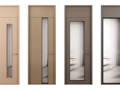 Modern Hinged Doors With Wooden Frames And Glass Panels In Various Tones 3d model