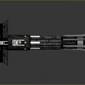 Sci Fi Weapon With Black Silver Tubular Design And Red Glowing Mechanical Details