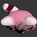 Cute Pink Fluffy Cartoon Game Movie Character With Big Eyes White Ears And Decorative Chest