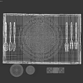 Dining Table Setting With Stacked Plates Wine Glasses Salt Pepper Shakers Utensils And Gray Placemat