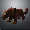 Red Low Poly Creature 3D Model With Fierce Eyes And Sharp Claws