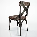 Modern Industrial Dining Chair With Brown Leather Seat And Cross Black Metal Frame