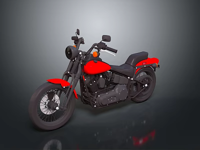 Red And Black Classic Cruiser Motorcycle With Stylish Seat And Wheels 3d model