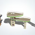 Modern Road Facilities With Multi Level Walkways Green Railings And Support Columns 3d model