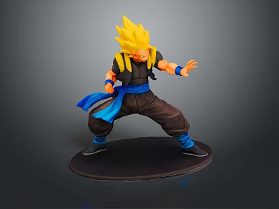 Home Decor Collectible Figure With Blonde Hair Black Outfit And Blue Sash On Black Base 3d model