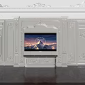 Elegant Classical TV Background Wall With White Paneled Design Crown Molding And Ornate Carvings