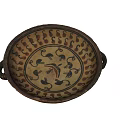 Traditional Decorative Ceramic Vessel with Animal Motifs and Double Handles Design