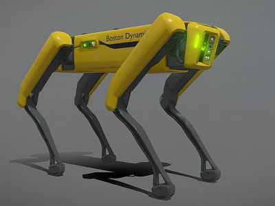 Yellow Mechanical Reptile Robot With Four Legs And Green Lights By Boston Dynamics 3d model